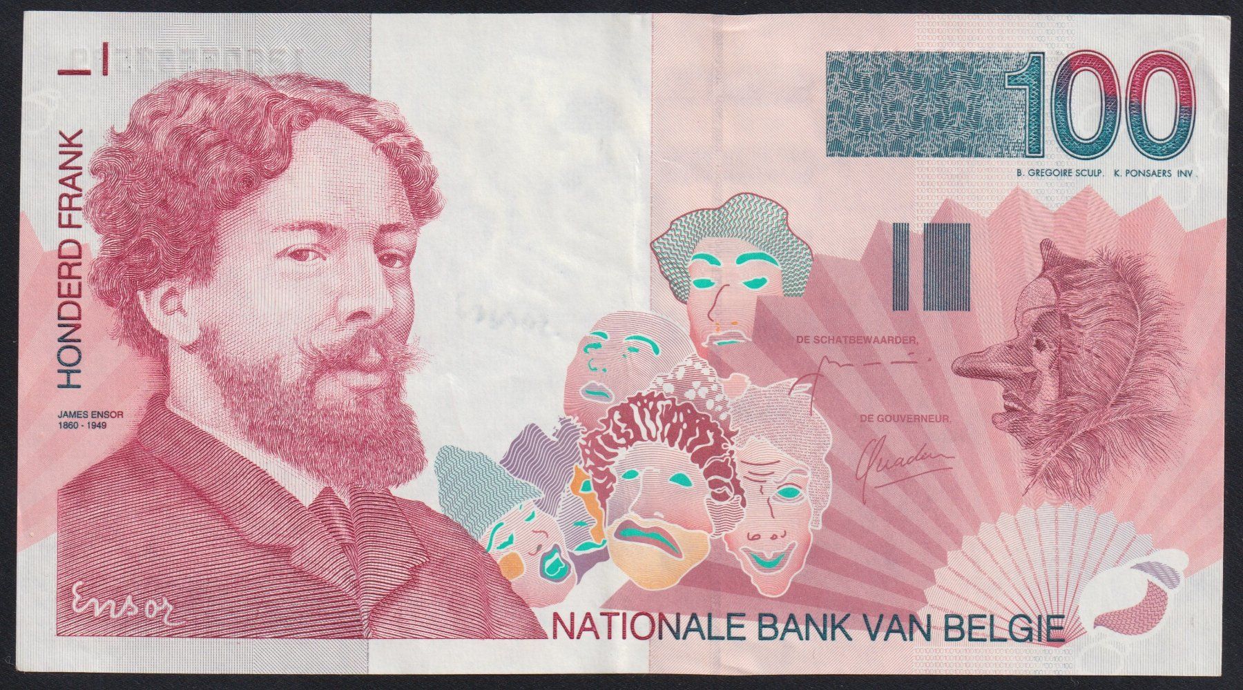 Banconote: Belgien 100 Francs 1999 – Usato da Brugg AG venduto da banknoten_muesli