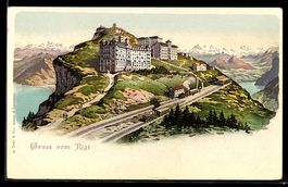 Litho Rigi, Ortsansicht, Rigi-Bahn