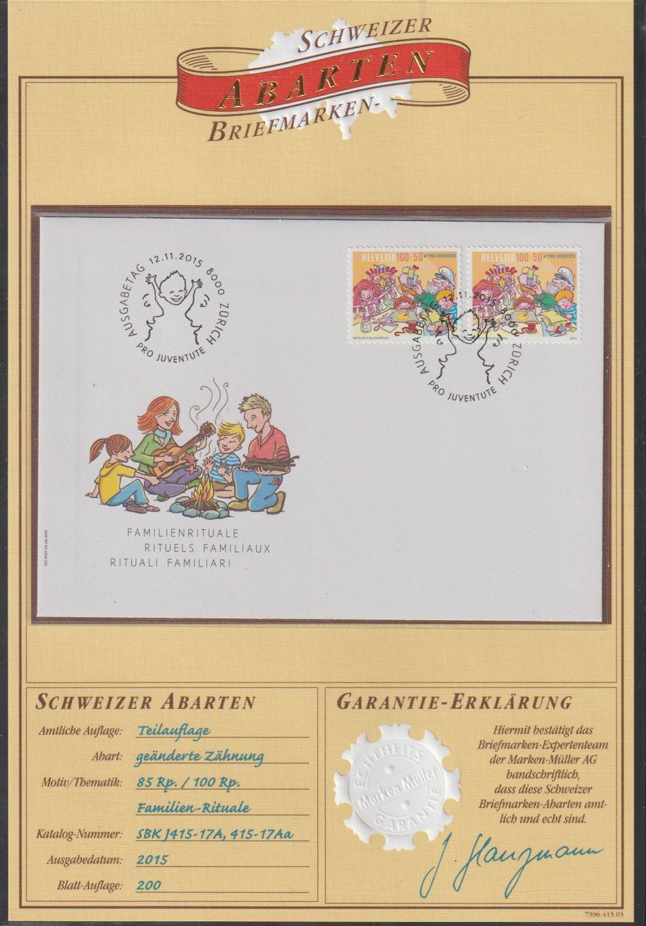 Tous les timbres: Varieté CH : Famille Rituels 2015 – D'occasion à Crans-Montana par kira56