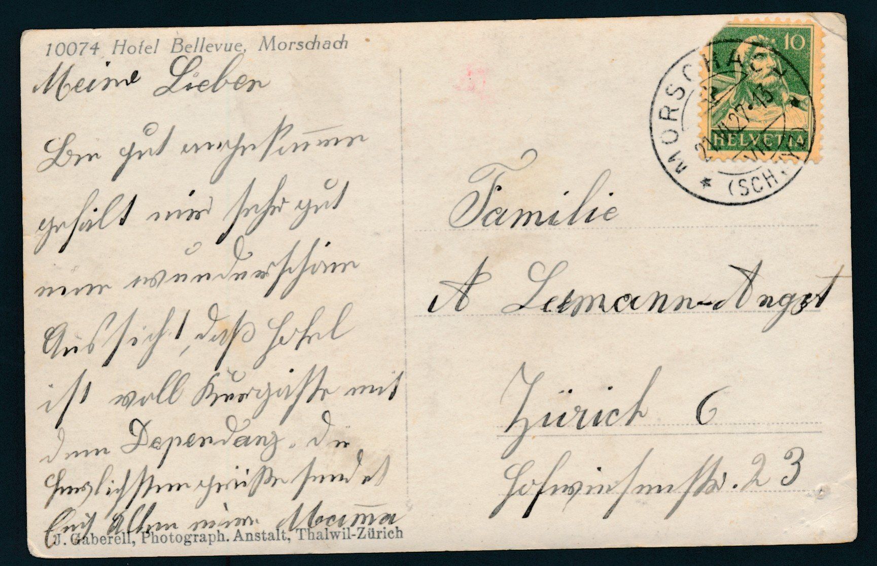 Cartoline postali: AK: Hotel Bellevue, Morschach – Usato da Bonau venduto da Profila3 1
