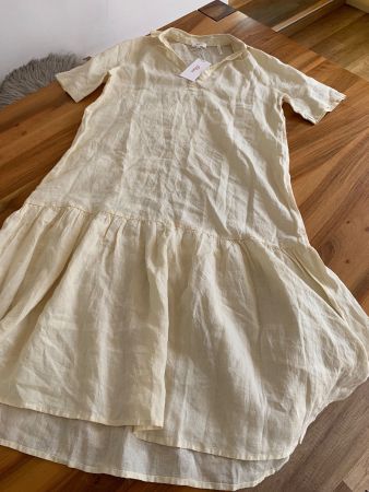 S. OLIVER hellgelbes Pure Linen Leinenkleid Gr. 34 **NEU**