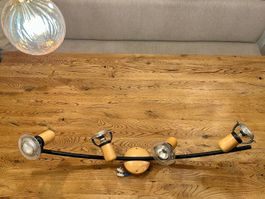 Schicke schwarze Design Deckenlampe Holzoptik
