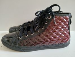 Geox Damen Sneaker, Lack,  schwarz/bordeaux, Gr. 37