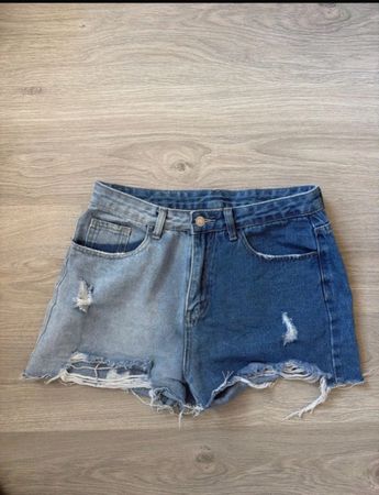 Short en jean bicolore, taille 38