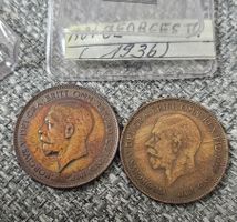 1936 -  2×ONE PENNY Roi GEORGES V