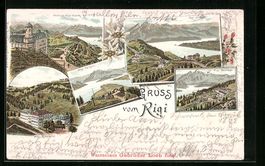 Litho Rigi-Kulm, Rigi-Kaltbad, Blick vom