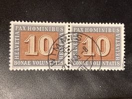 Schweiz 1945 PAX Paar 10 Rp Vollstempel WIMMIS 21.VI.45