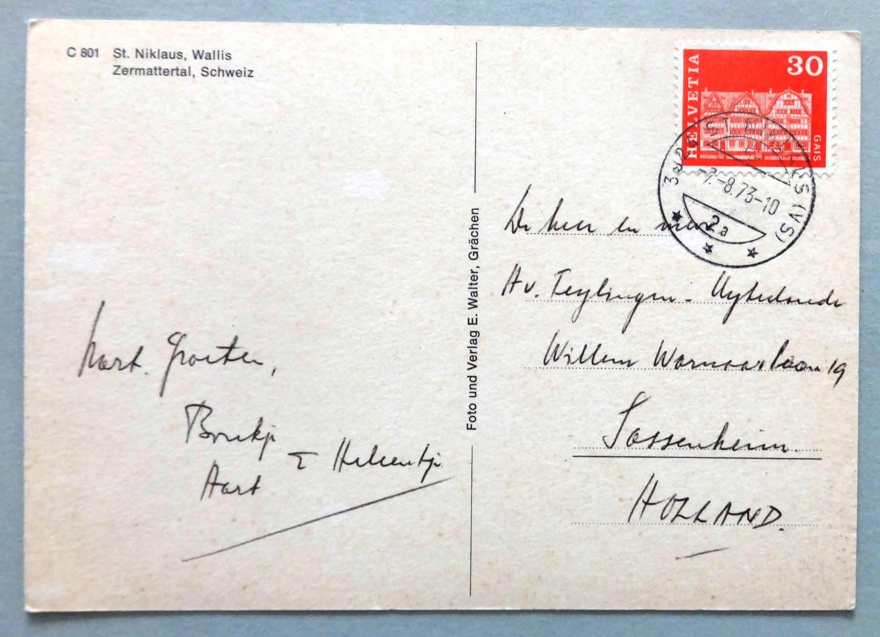 Cartoline postali: St. Niklaus, Zermattertal – Usato da Fétigny venduto da Billy2miny 1