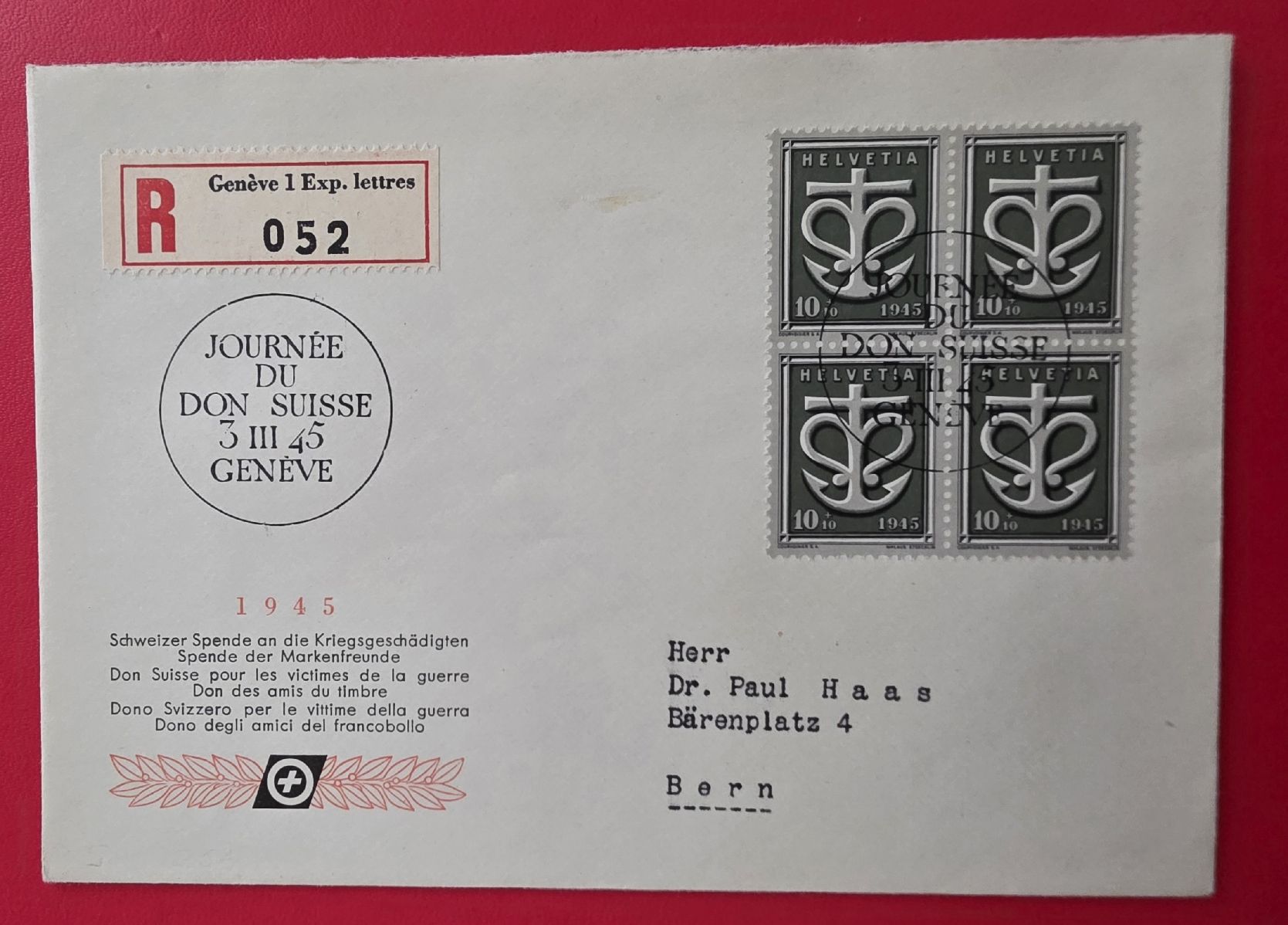 Tutti i francobolli: 1945. Sondermarken – Usato da Bern venduto da Kocholo 1