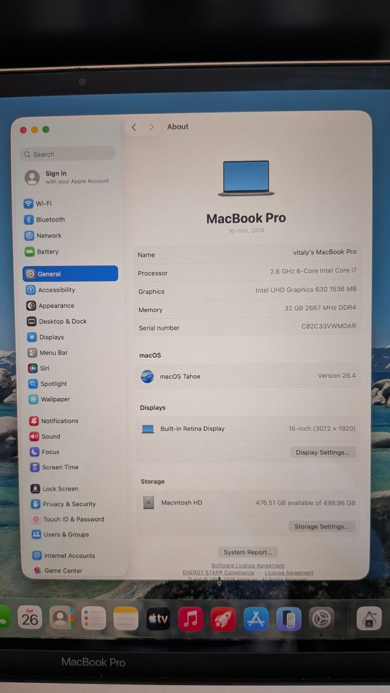 Apple Notebook: Apple MacBook Pro 16'' 2019 Core i7 32GB – Usato da Schlieren venduto da vitalykovalev 4