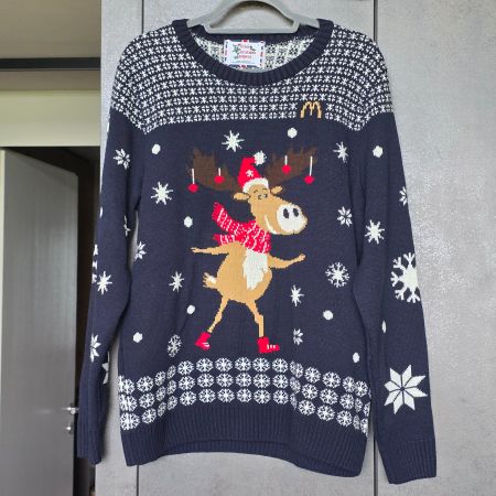 🐸 BRITISH CHRISTMAS JUMPER L ELCH RENTIER WEIHNACHTS PULLI