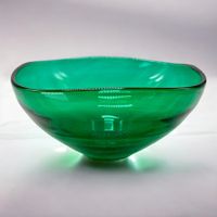Grand bol à fruits en verre soufflé vert émeraude