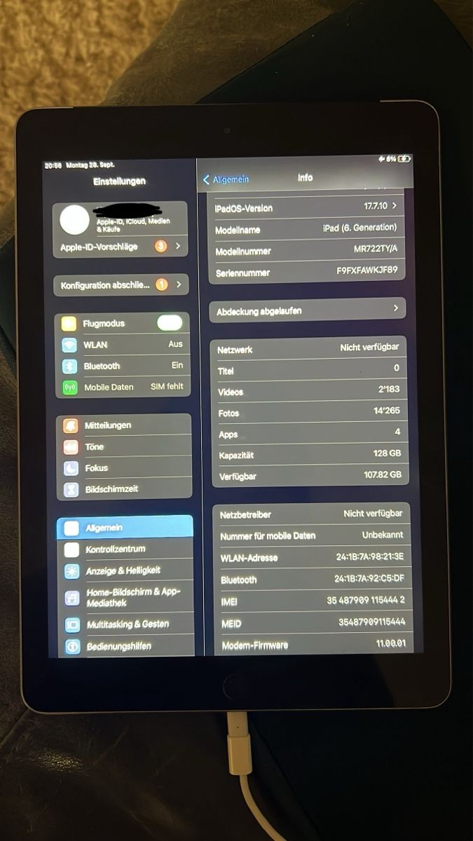 Apple Tablet PC: iPad 6. Gen, 128 GB, Wi-Fi + Cellular  – Usato da Wädenswil venduto da ismer