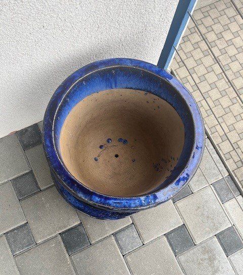 Blumentopf Keramik blau 50 cm Durchmesser Kaufen auf Ricardo