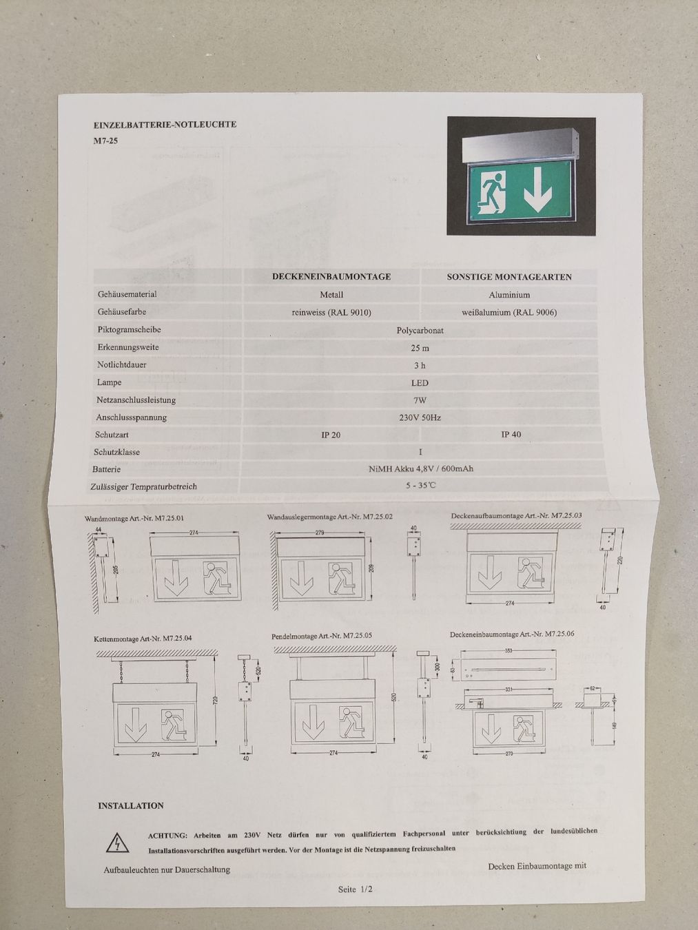 Lampadari & plafoniere: Notleuchten / Exitleuchten / Fluchtwegleuchten – Nuovo (secondo la descrizione) da Volketswil venduto da mar_c5pv 6