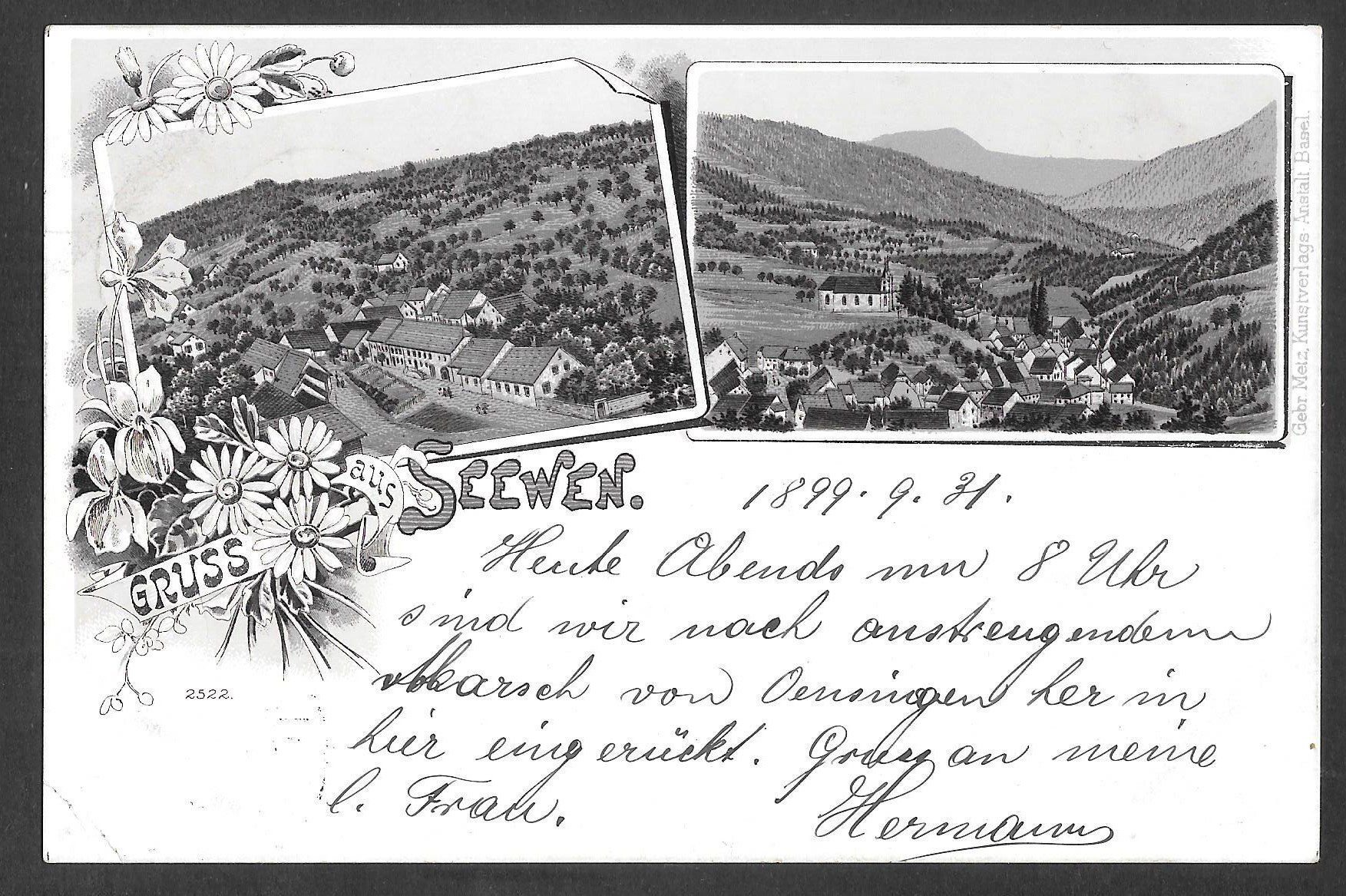 Cartoline postali: Seewen braune Lithografie 2 Bilder – Usato da Olten venduto da clotaldi