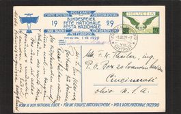 FDC Bundesfeierkarte 1929 , Nr. 50 ll , 1.Vlll.29 nach USA