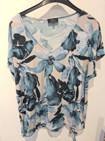Damen T-Shirt blumenmuster beige blau Grösse L monari