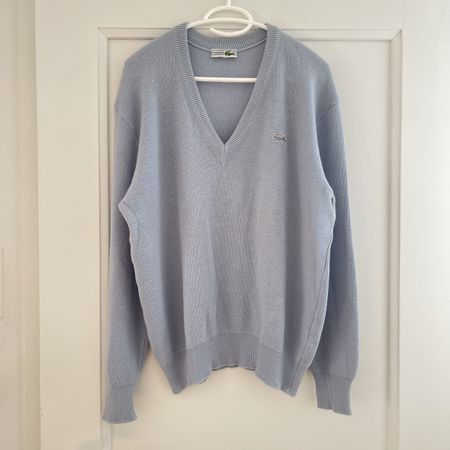 Vintage Lacoste V-Ausschnitt-Pullover, gr. 5, Hellblau