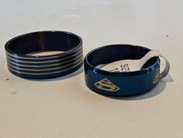 2 Stk. Ringe aus Edelstahl, Freundschaftsringe Gr. 21/19