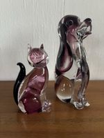 Murano Hund und Katze Vintage Design Glas Objekte