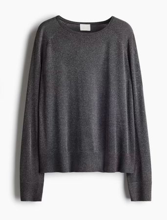 H&M Pullover, Grau mit Metallic-Garn