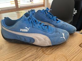 Baskets Puma bleu daim lacets état d'occasion usagé