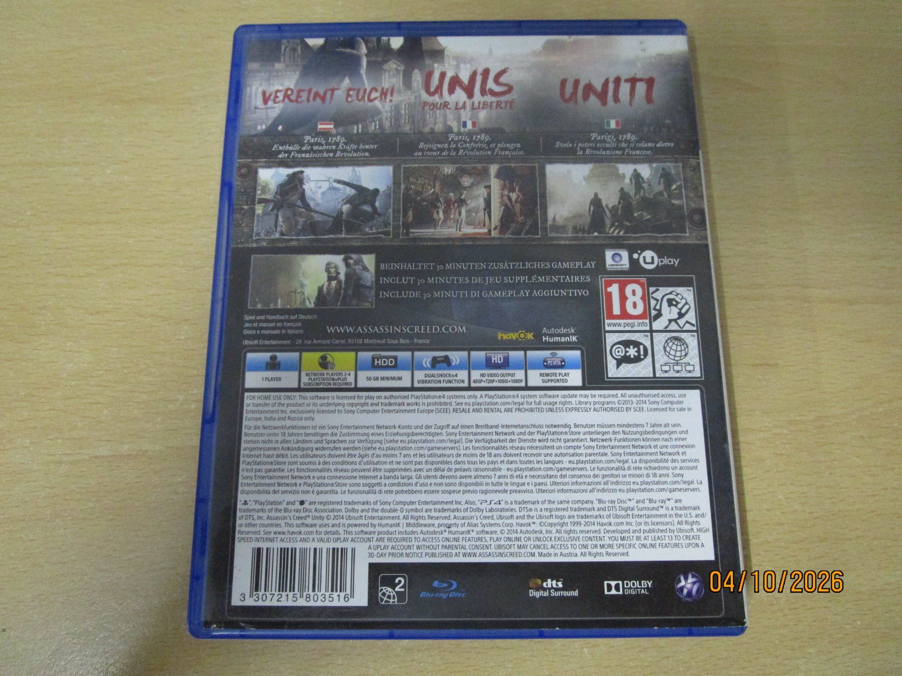 Sony Spiele: Assassins Creed Unity Playstation 4 PS4 – Gebraucht aus Goldau von agestuffer 1