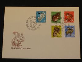 Pro Juventute FDC 1966 Nr. 215 - 219 Einheimische Wildtiere