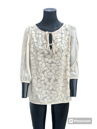 Elegante Sommerbluse, beige, Gr. 38, Spitze,