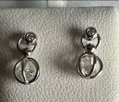 Ohrhänger in 750 Weissgold mit 2 Bri. und 2 Zirkonia
