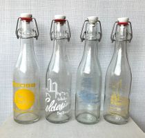 🟡 4 GAZOSA Bügelverschluss Glasflaschen Ticino – 70er Jahre