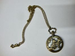 Quarztaschenuhr mit langer Kette, Batterie abgelaufen