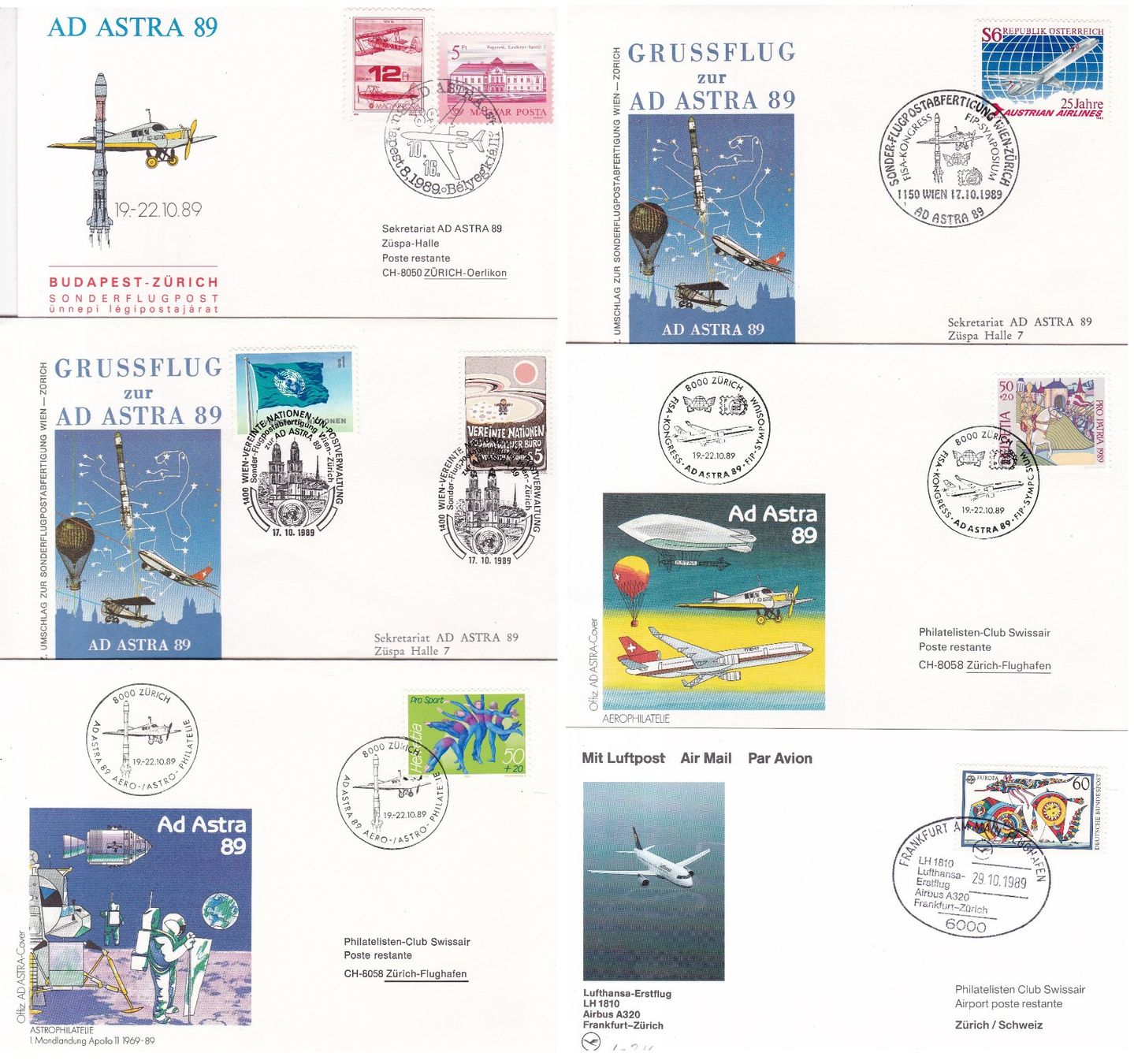 Tutti i francobolli: 40 Stk. CH Flugpost Briefe, Karten ab 1989, Swissair etc. – Usato da Münchwilen AG venduto da Nesar