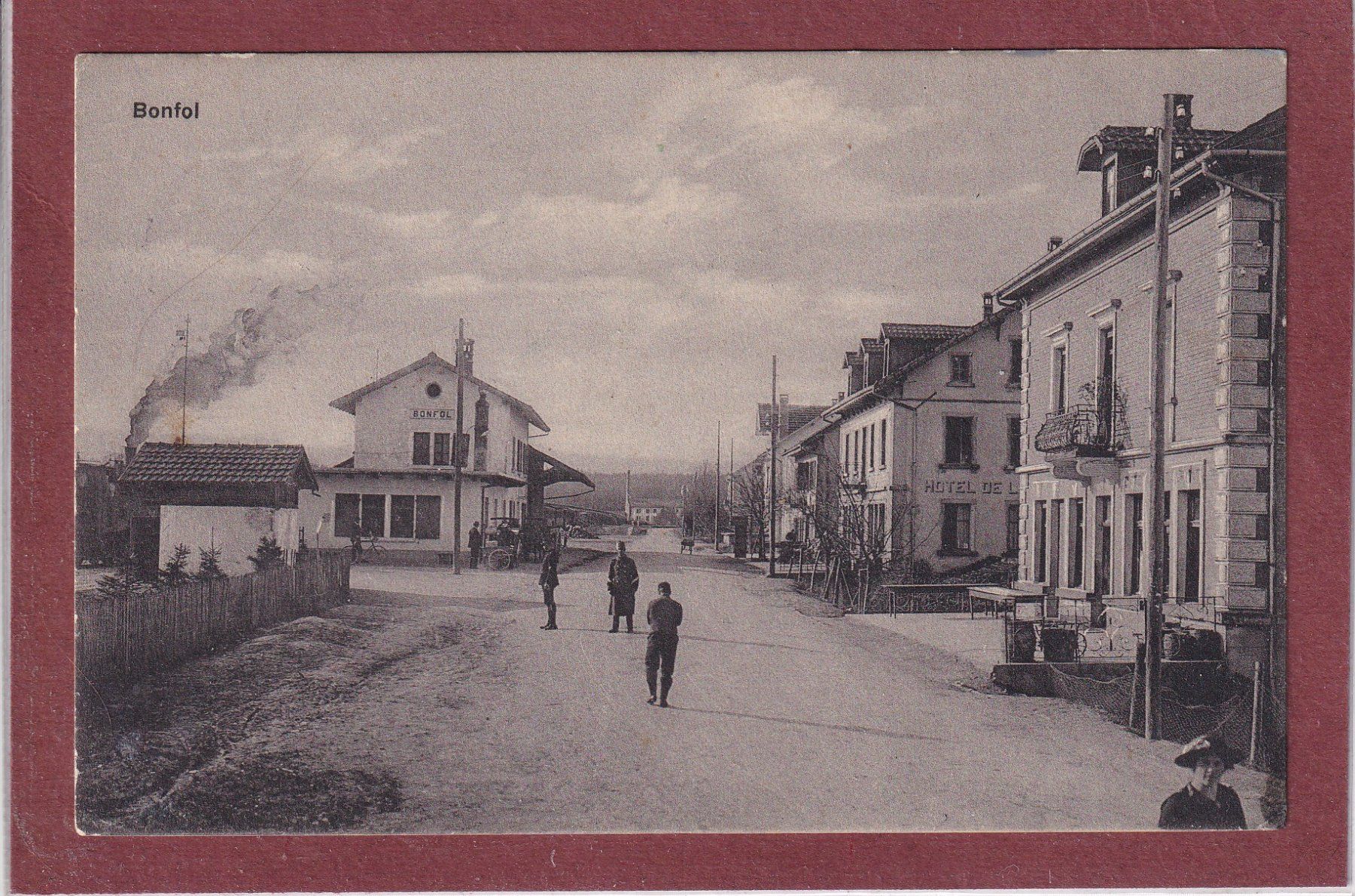 Ansichtskarten: Bonfol - la gare - 1915 - Poste de campagne 5 – Gebraucht aus Orvin von Pyaeschli