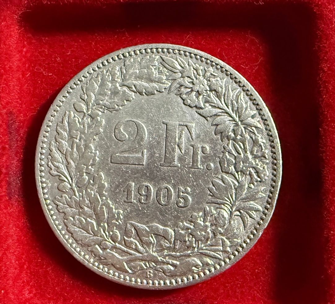 Alle Münzen: 2.00  Franken Stück 1905 - silber – Gebraucht aus Samedan von Gischpel25