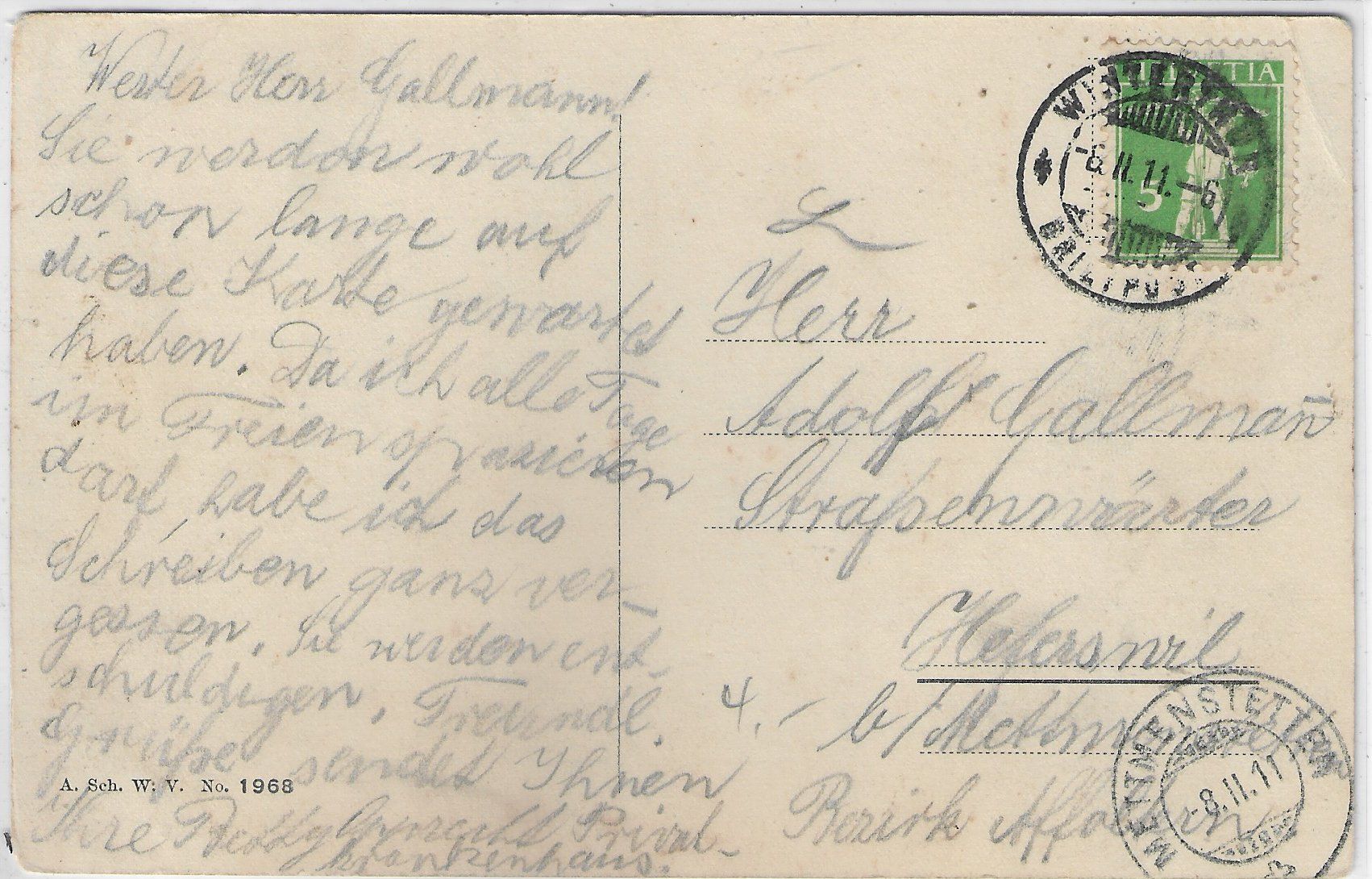 Cartoline postali: Winterthur - Privatkrankenhaus – Difettoso da Ettingen venduto da Kartenplanet 1