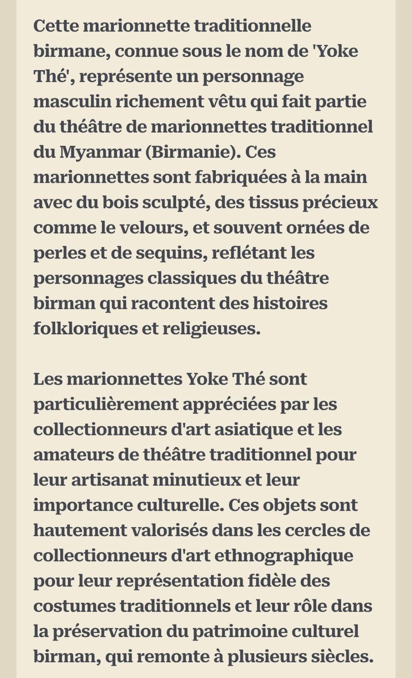 Bambole: Marionnette traditionnelle birmane – Usato da Vésenaz venduto da YaelC 2
