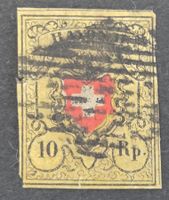 Alte Briefmarke, Rayon II, 10 Rp, Schweiz 1850