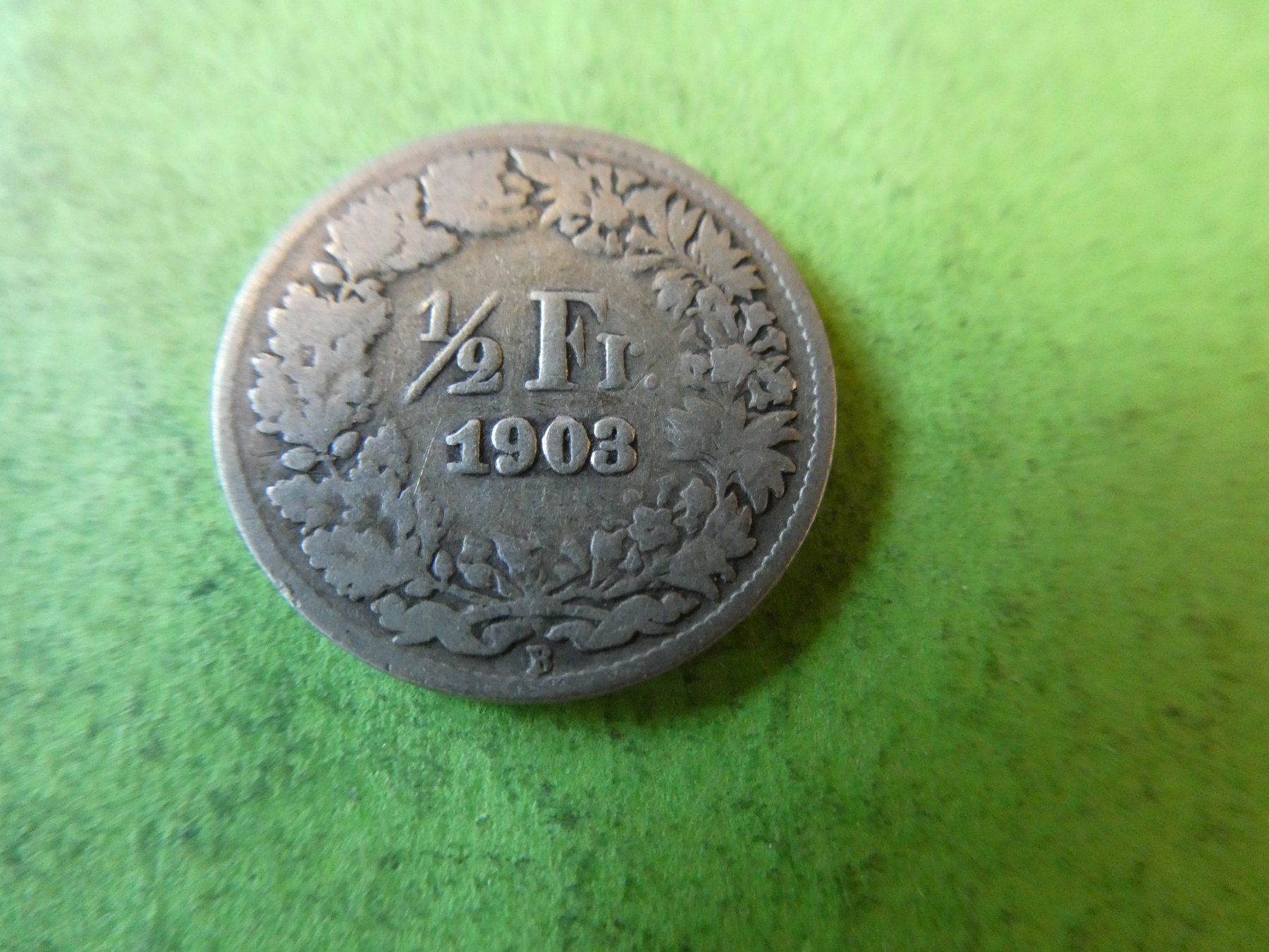Alle Münzen: Schweiz 1908, 1/2 Franken - Silber – Gebraucht aus Hinterforst von Rohusri