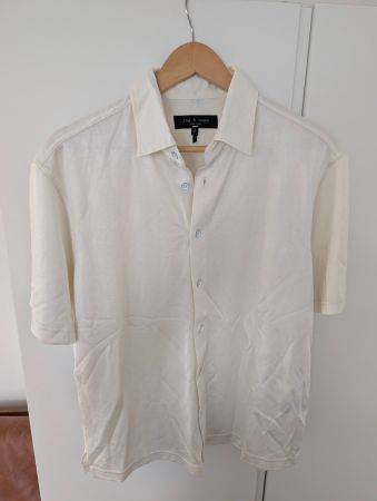 rag & bone Herren Strickhemd Kurzarm Creme (Grösse S)