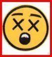 Badge Aufnäher Smiley Emoji Death Tod Patch Flick Gelb Sarg