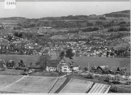 Flugaufnahme Der neue Landgasthof am Zürichsee Halbinsel Au