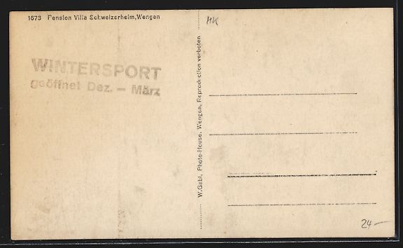 Cartes postales: Foto-AK Wengen, Pension Villa Schweizerh – D'occasion à Berlin par bartko-reher 1