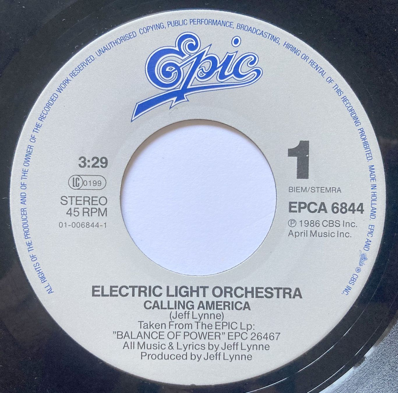 Schallplatten: ELECTRIC LIGHT ORCHESTRA - CALLING AMERICA – Gebraucht aus Bottens von hotter-than-hell 2