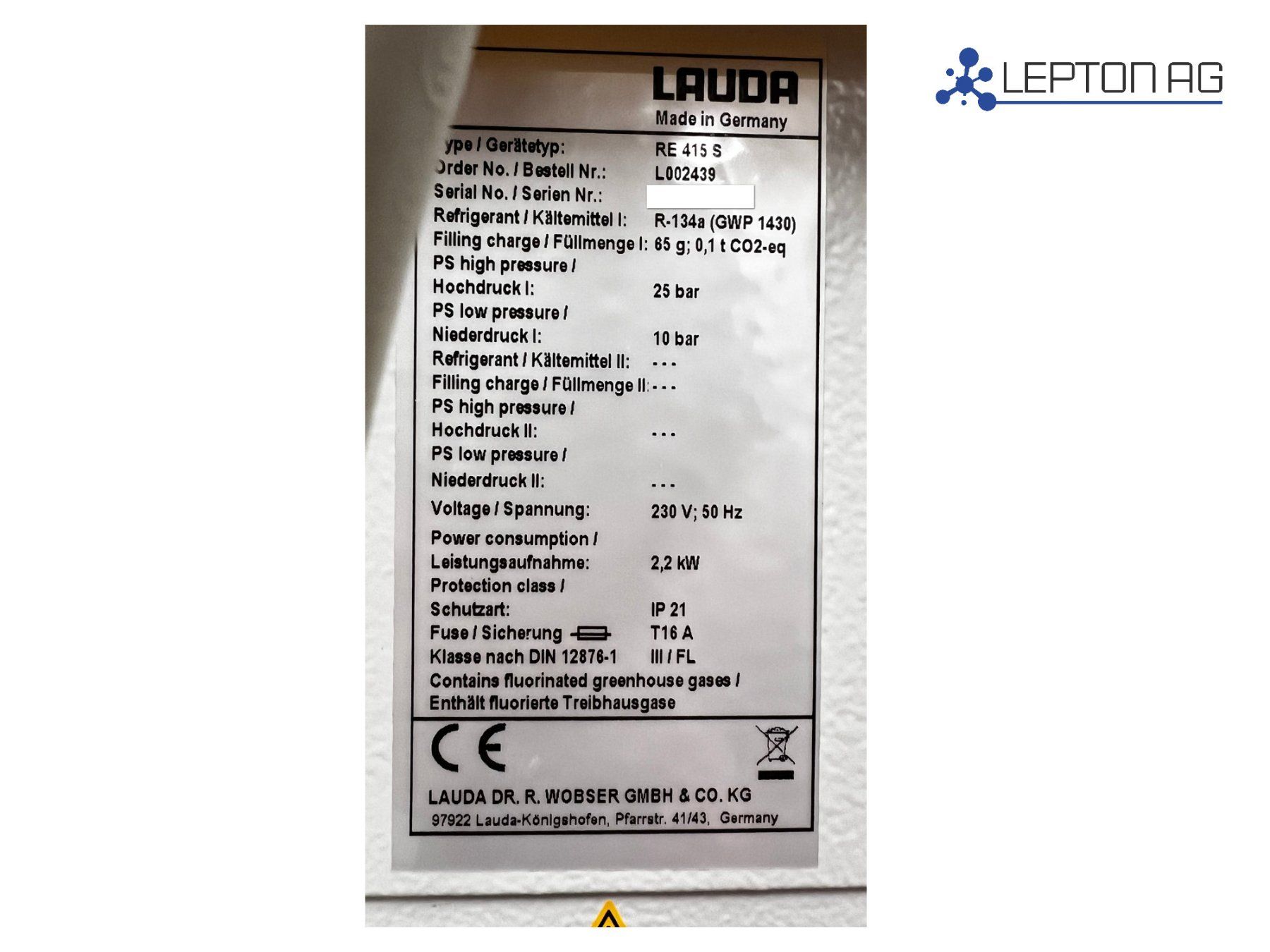 Laborzubehör: Lauda ECO RE 415 S Chiller mit Eco Silver Control Head – Gebraucht aus Niederdorf von LeptonAG_Labor 7