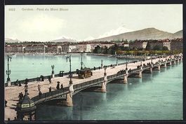 Genève, Pont du Mont Blanc, Strassenbah