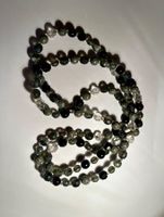 Elegante Kette mit Stein/Glasperlen , schwarz/grau, ca.110cm