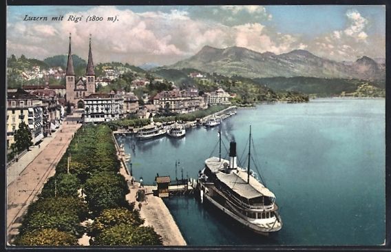 Ansichtskarten: Luzern, Teilansicht mit Uferstrasse, Dam – Gebraucht aus Berlin von bartko-reher