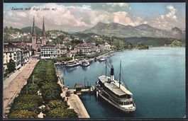 Luzern, Teilansicht mit Uferstrasse, Dam